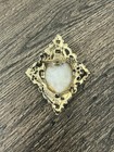Vintage Gerry   s Oval Cameo Portrait Brooch Pin Gold Tone Black White Oval Frame