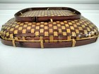 Vtg Woven Wicker Flat Basket Tray Boho Gallery Wall Decor Squarish 12x12  In Vgc