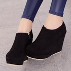 Ankle Boots High Wedge Heel  Platform Side Zip Round Toe Casual Women s Shoes