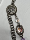 Vintage Multicolor Rhinestone Bead Silver Tone Belt 40    No Ext