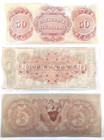 1850s  50   20   5 Canal Bank Of New Orleans Remainder Obsolete Bank Notes Unc 