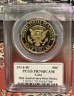 2014-w Gold Kennedy Half Dollar 50th Anniversary Pcgs Pr70 First Strike