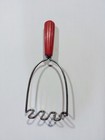 Lot 2 Pcs Vintage Cherry Red Bakelite Ribbed Handle Potato Masher Cheese Slicer 