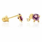 14k Solid Yellow Gold Round Alexandrite Elephant Baby Screwback Stud Earrings