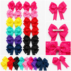 6 Pack Large Girls Hair Bow Clip Rhinestone Polka Dot Grosgrain Ribbon Hair 6 
