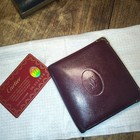 Cartier Mens Burgundy Leather Vintage Bifold Wallet With Original Coa Card