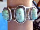 Vintage Native American Navajo Sterling Silver Turquoise Cuff Bracelet