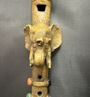 Unique Ceramic Clay Recorder Flute Elephant W  Polished Gem Stones 13    Long