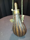 Antique Civil War Era Copper Brass Black Powder Flask 