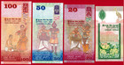 Sri Lanka Set Of 4 Unc Notes - 10  20  50    100 Rupees Various Years   Prefixes