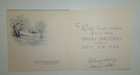 Vtg Christmas Card Snowy County Homestead  Trees Overcast In Blue 40 s Gibson
