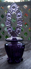 Vintage Fenton Glass Purple Amethyst Perfume Bottle Daisy Button W sticker  1985