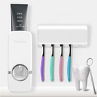 Automatic Toothpaste Dispenser And 5 Toothbrush Holder Set Wall Mount Stand