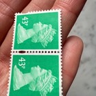 Rare Vintage Y2k Uk England Queen Elizabeth Green Postage Stamps 43p Unused