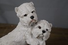 West Highland Terrier Pair Figurine Hand Painted Resin Dog Statue Westie Decor