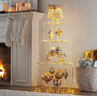 Members Mark 52  Pre-lit Stacked Holiday Gift Box Decor Metallic White Gold Bulb