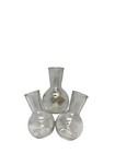3 Mini Glass Vases W suction Cup Hanging  Wall Bloom Artificial Faux Flower