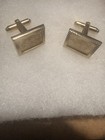 Vintage Dante Gold Tone Rectangular Engine Turned Cufflinks Men   s Mid Century