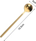 6 Pcs Golden Stainless Steel Round Dessert Spoons - 410 Stainless Steel  Gold 