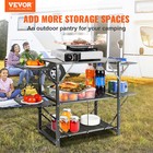 Vevor Camping Kitchen Table Folding Portable Cook Station 5 Tables   2 Shelves