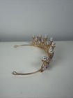 Handmade Princess Gold Tiara Crown Costume Headband Butterfly Pearls Gems Steel
