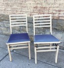 2 Vintage Louis Rastetter Sons Solid Komfort Wood Folding Chair Mid Century Mod