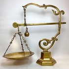 Antique French Ornate Brass Apothecary Balance Scale 19 5  Tall X 21  Long 