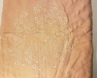 As-is Vtg Deer Embroidered Quilt Baby Blanket Crib Nursery Handmade Textile Pink