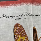Vintage Aboriginal Weapons Linen Handkerchief Australia By Heil Souvenir 60s 70s