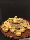Vintage Chinese Dragon Tea Set Carved Tray Teapot Cups Asian Decor Display Set