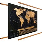 Xl Scratch Off World Map 36x24 - Framed Travel Map With Wood Hanger For Adventur