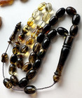 Natural Baltic Amber 19g  Islamic Prayer Rosary 33 Barrel Beads Tesbih Misbaha