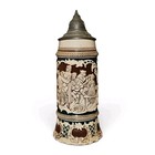 Antique Reinhold Hanke German Beer Stein 0 5l Tavern Musicians Mold 1414 Lidded