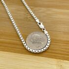 Italian Solid Sterling Silver Box Link Chain Necklace Thick 925 Silver Chain 3mm