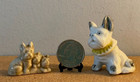 2 Vintage Miniature French Bulldog Ruff Collar Tiny Figurines Japan 2 