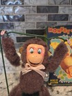 Vintage Monkey On Tree Boxed Cloth Textured Wind Up Tin Toy Mt Tm Japan Works