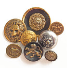 Variety Lot Of 8 Vintage   Antique Lion Picture Buttons   Under 9 16  To 1-3 8 