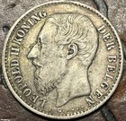 Belgium 1 Franc 1886 Strong Details World Coin Rare Silver Coin           