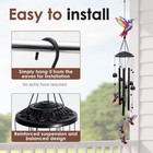 Large Hummingbird Wind Chimes Outdoor Garden Decor Black Aluminum Tubes Hanging
