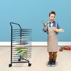 Mobile Paint Drying Rack Metal Desktop Artwork Storage 16 Shelves Rolling Cart