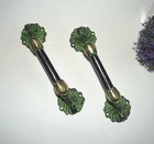 9   Floral Door Handle Pair Brass Collectible Dec Cabinet Pull Flower Base Gtx