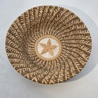 Vintage Handcrafted Pine Needle Basket Coiled Central Woven Leaf Natural Fibers