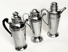 3 Vtg Art Deco Chrome Metal Cocktail Shaker Pitcher Barware Bakelite Farberware