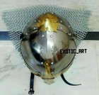 Medieval Norman Armor Vintage Chain Mail Brass Design 18 Gauge Battle Helmet 