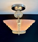 Antique vintage 1930s-1940s Art Deco Nouveau Pink Bubble Glass Light Fixture