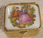 Vintage Fragonard Limoges Porcelain Pill Box  Plus 2 Brooches Beautiful 