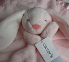 Nwt Carters Pink Bunny Rabbit Satin Security Blanket Plush Baby Toy Lovey Flaw