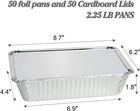 50 Pack Aluminum Pans With Lids 8 5   6    2 25lb Foil Board Silver 