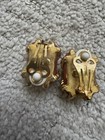 Vintage Replica Signed Earrings Made In Italy Gold Tone Rope Design