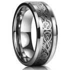 Celtic Dragon Carbon Fiber Ring     Vintage Stainless Steel Wedding Ring For Men